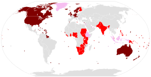 world map showing countries where a Germanic language is the primary or official language