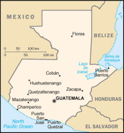 Kaupungin sijainti Guatemalassa.