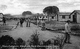 Military camp showing patients walking around