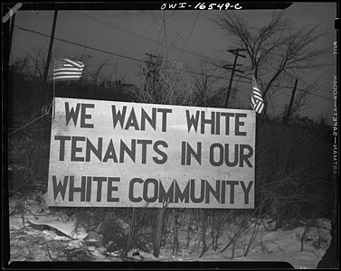 Segregation also happened in the North. This sign is from Detroit (1942)
