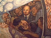 Detail of Man, Controller of the Universe, fresco at Palacio de Bellas Artes showing Vladimir Lenin