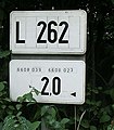 Road marker for Landesstraße 262 in the Saarland, abbreviated as L 262