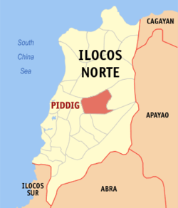 Mapa ning Ilocos Norte ampong Piddig ilage