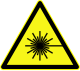 Satu simbol amaran laser yang biasa