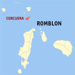 Mapa ning Romblon ampong Corcuera ilage