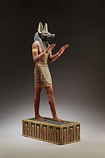 Statuette of Anubis, 332-30 BC, plastered and painted wood, Metropolitan Museum of Art