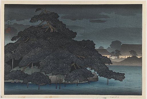 The Pine Island in Night Rain, Mitsubishi Mansion in Fukagawa, 1920. Print