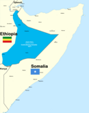 Map of Ethiopian territory occupied by Somalia in 1977