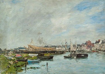 Le Port de Trouville, Chantier naval, 1885-1890, Greenock, McLean Museum.