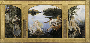 Triptyque de Akseli Gallen-Kallela, représentant une scène du Kalevala.