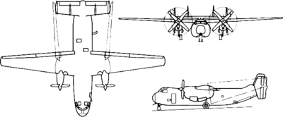 Orthographically projected diagram of the C-2A Greyhound