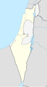 Mapa konturowa Izraela, u góry nieco na prawo znajduje się punkt z opisem „Dejr Channa”