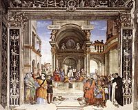 «Ο θρίαμβος του Αγίου Θωμά Ακινάτη επί των αιρετικών» (τοιχογρ.), 1489-1491, Ρώμη, Santa Maria sopra Minerva, Cappella Carafa