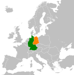 Map indicating locations of West Germany and East Germany