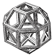 The first printed illustration of a rhombicuboctahedron, by Leonardo da Vinci, published in De Divina Proportione, 1509