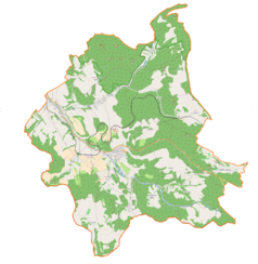 Mapa konturowa gminy Lewin Kłodzki, po lewej znajduje się punkt z opisem „Jeleniów”