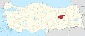 Lokasyon ng Lalawigan ng Tunceli sa Turkiya