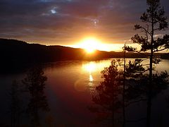 Sunset on the lake Foxen located in the borderland between southwest Värmland and Norway.