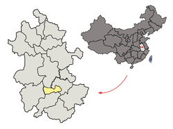 Lokasi yurisdiksi kota Tongling di Anhui