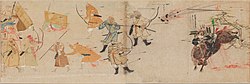 El Samurai Suenaga enfrontant-se a les fletxes i bombes mongoles.