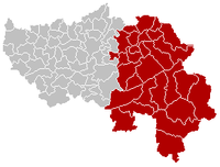 okres Verviers na mapě provincie Lutych