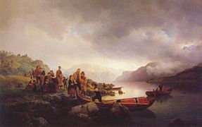 Likferd Pa Sognefjorden (Burial at Sognefjord, with Hans Gude. 1853)