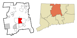 Location within Hartford County and Connecticut