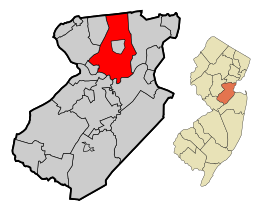 Poloha mesta v rámci New Jersey a v rámci Middlesex county