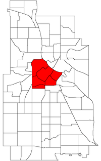 Location of Central Minneapolis in Minneapolis