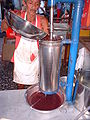 Separation of açaí pulp from seeds in market Belém, Pará, Brazil