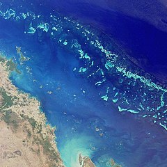 Satelitní snímek Velkého bariérového útesu