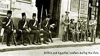 Egyptian and British soldiers on standby during the riots