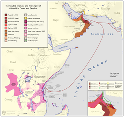 Omanin valtakunnan ja Sansibarin kronologinen kartta