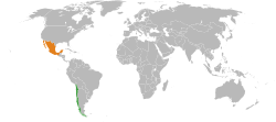 Map indicating locations of Chile and Mexico