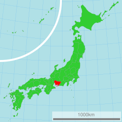 Vị trí tỉnh Aichi trên bản đồ Nhật Bản.