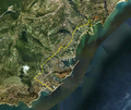 Image 2Satellite view of Monaco, with the France–Monaco border shown in yellow (from Monaco)