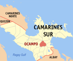 Mapa ning Camarines Sur ampong Ocampo ilage