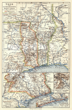 Lage Deutsche Kolonie/Schutzgebiet Togo (heute unabhängig als Togo Togo und Teil Ghana Ghanas)