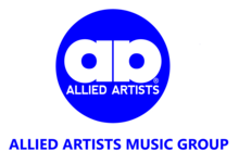 Classic Allied Artists "Mirrored A's" logo stylized in round solid blue with the words "Allied Artists" below the mirrored A's. Below, there is the full music group division name.