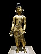 Room 33 - Statue of Bodhisattva Avalokiteshvara, gilded bronze. Nepal, 16th century AD