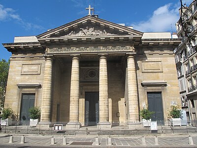La facciata neclassica della chiesa di Saint-Philippe-de-Roule (1764–84), di Jean-François Chalgrin