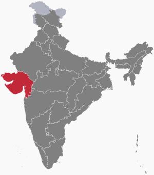 The map of India showing Gujarat