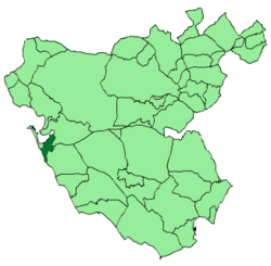 Location o San Fernando athin the province o Cádiz