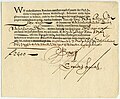 డచ్ ఈస్ట్ ఇండియా కంపెనీ 1623 నవంబరు 7 తేదిన 2,400 ఫ్లోరిన్స్ విలువ గల మొత్తం కోసం జారీ చేయబడిన బాండ్.