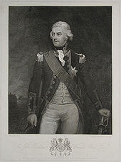 Framed portrait engraving of a middle-aged man wearing the uniform of a senior naval officer