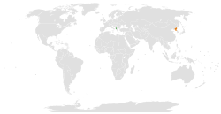 Map indicating locations of Albania and North Korea