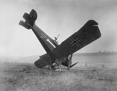 German airplane brought down in the Forest of Argonne by American machine gunners, France