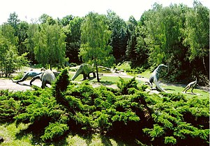 The Dinosaurs Valley (reconstructions of prehistoric reptiles) within Silesian Park in Metropolis GZM, Poland