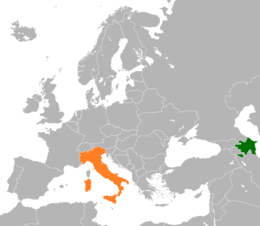 Mappa che indica l'ubicazione di Azerbaigian e Italia
