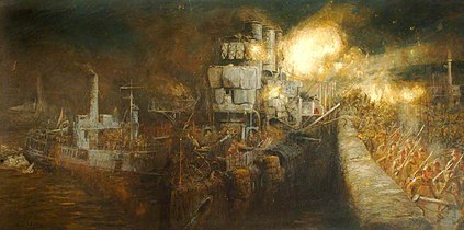William Lionel Wyllie - The Storming of Zeebrugge Mole, St George's Day